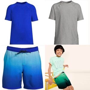 Lands’ End Boys Swim Trunks and Rash Guards, 4 pieces, size L Husky 10-12